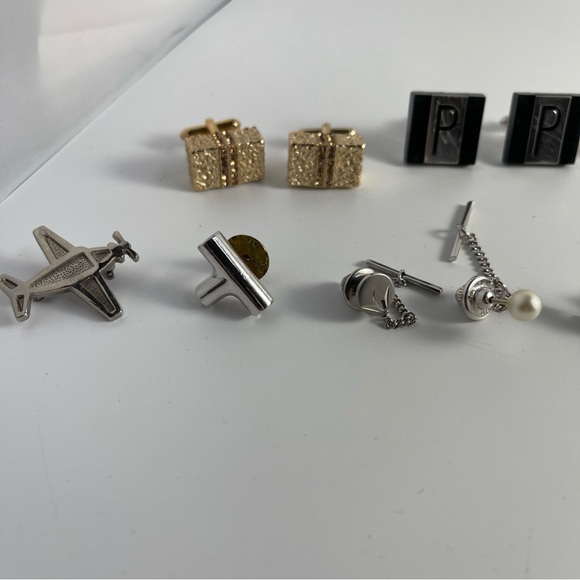 Vintage 26 lot of men’s costume, jewelry cufflinks, tie tacks and buttons - Picture 8 of 16